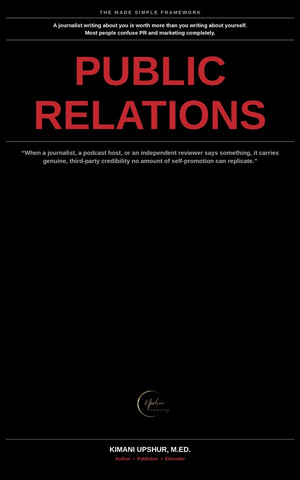 Public Relations Made Simple book cover by Kimani Upshur, M.Ed.